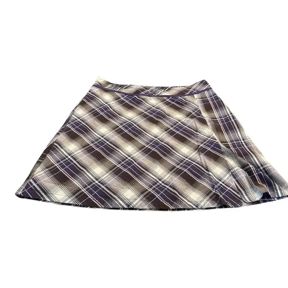 Lerros Purple Plaid A-Line Skirt Size 46/14